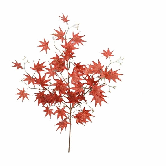 Uutvmp Thanksgiving Decorations 1 PCS Fall Decor Artificial Silk Maple Leaves Branches Set 35.43 Inch Fall Stems Faux Maple Leaves For Wedding Bouquet Table