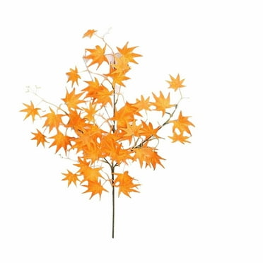Uutvmp Thanksgiving Decorations 1 PCS Fall Decor Artificial Silk Maple Leaves Branches Set 35.43 Inch Fall Stems Faux Maple Leaves For Wedding Bouquet Table
