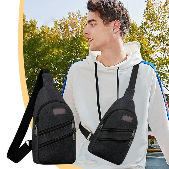 Uutvmp Thickened Zipper Outdoor Canvas Chest Bag, New Men's Chest Bag Hiking Backpack, Multipurpose Crossbody Chest Bag, Messenger Bag Men's Chest Bag