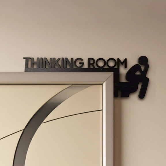 Uutvmp Thinking Room Funny Toilet Door Sign Metal Funny Bathroom Decor For Home Black Restroom Sign Funny Door Topper Decor Funny Bathroom Signs House Decor Sign, 11.8" x 6.3"