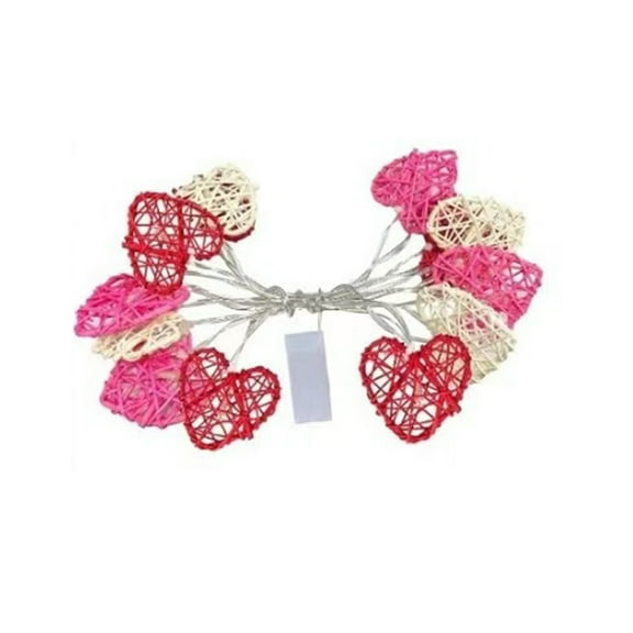 Uutvmp Valentines Heart String Lights, Vintage Rattan Heart Shaped String Lights, 4.92ft 10LEDs Fairy Battery Operated Twinkle Light for Valentine's Day Wedding Indoor Outdoor Bedroom Party
