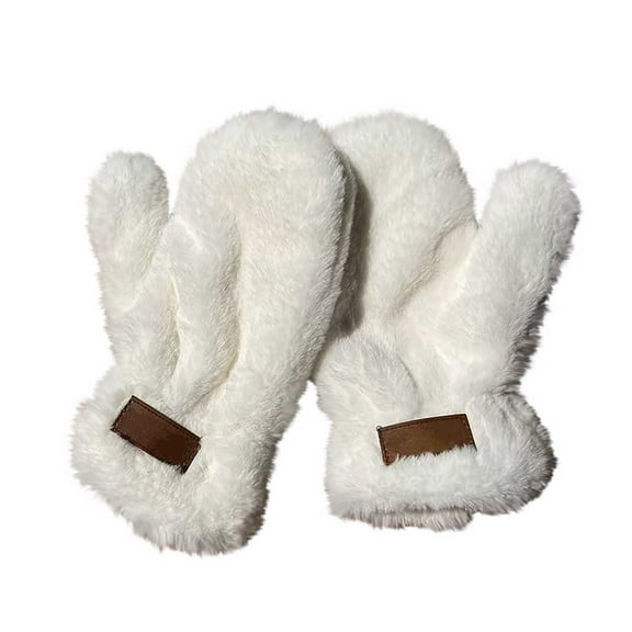 Uutvmp Velvet Imitation Rabbits Hair Gloves, Plushs Winter Warm Windproof Winter Gloves, Faux Rabbit Fur Elastic Warm Gloves for Cold Weather