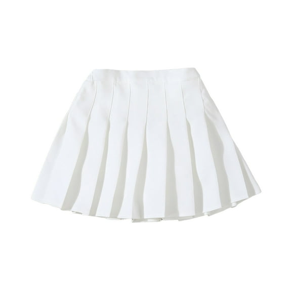 Uuwenda Skirt For Girls Summer Casual Mini Skirt Fashion High Waist Tennis Pleated Slim Skirt White 9-10 Years