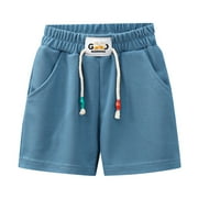 Uuwenda Summer T-Shirts For Boys Girls Kids Toddler Children Shorts Drawstring Casual Shorts Clothes Elastic Pants Navy 3-4 Years