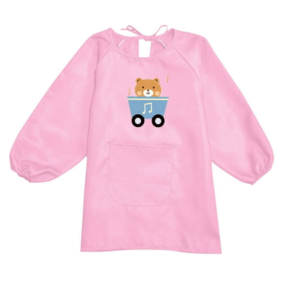 Uuwenda Toddler Baby Kids Art Smock Apron With Pocket Cute Cartoon Printed Children Artist Painting Aprons Smocks With Long Sleeve Comfy Children Clothing