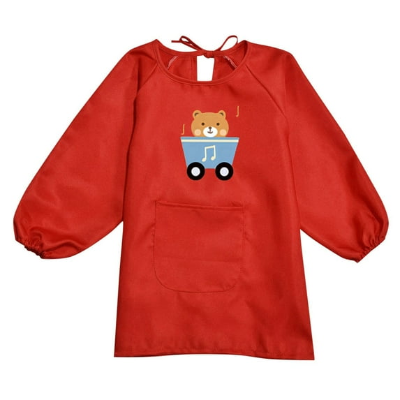 Uuwenda Toddler Baby Kids Art Smock Apron With Pocket Cute Cartoon Printed Children Artist Painting Aprons Smocks With Long Sleeve Suitable For School