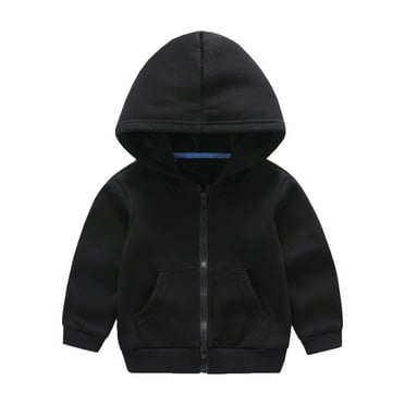 Uuwenda Toddler Infants Boys Girls Jackets Simple Solid Color Hooded Hoodie Warm Thickened Zipper Up Casual Outwear With Pockets Pullover Loose Fit Lovely Winter Clothes