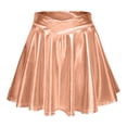 thumbnail image 1 of Uuwenda Women Skirts Fashion High Waist Pleated Solid Color Short Skirt Loose Skirt Metallic Skater Skirt Sparkly Shiny Flared Pleated A Line Mini Skort Rose Gold M, 1 of 5