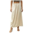thumbnail image 1 of Uuwenda Women Skirts Half Soft Satin Half Lace Long Underskirt Half For Under Dresses Beige L, 1 of 9