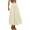 thumbnail image 1 of Uuwenda Women Skirts Maxi Bubble Skirt Elastic Waist Aline Long Puff Skirt Ruffle Hem Balloon Skirts Beige M, 1 of 7