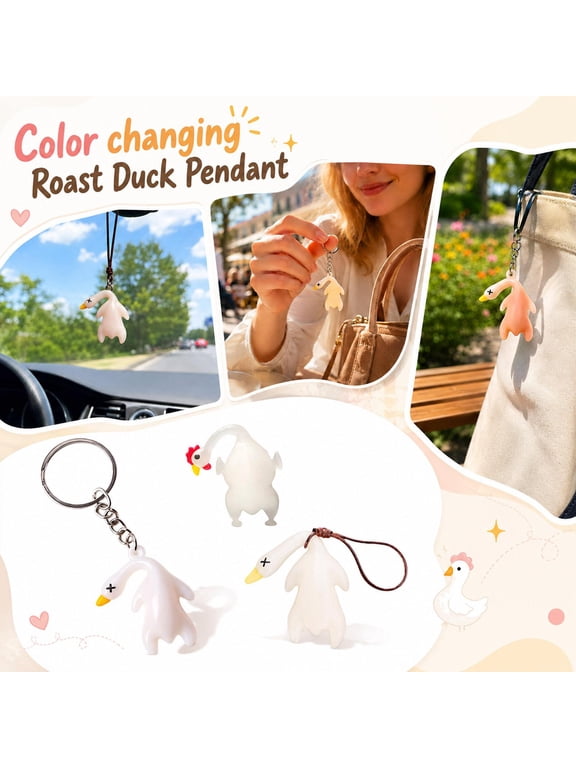 Uv Duck Color Changing Keychain 10 Pack, Hanging Duck for Car Mirror, Funny Car Accessories, Hanging Wall Decor for Kitchen, Novelty Decorative Charm for Home Office Party Favors