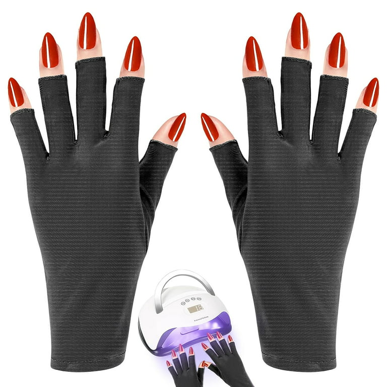 Uv-Gloves-for-Nail Lamp,UPF50+ UV Protection Gloves for  Manicures,Fingerless Gloves for Protecting Hands from Nails UV Light(Black)