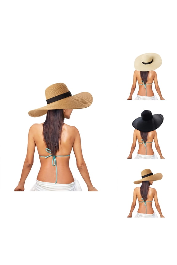 Uv Hats for Women Sun Protection Womens Beach Hat Women Summer Wide Straw Hat Beach Foldable Sun Hats Floppy Roll Up Sun Cap UPF 50+ Caps