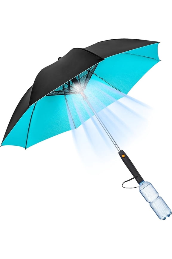 Uv Protection Umbrella, Built-in Cooling Fan, Mist Spray Function, Usb Rechargeable Design, Portable Sun Shade, Lightweight Canopy, Adjustable Airflow Settings, Compact Folding