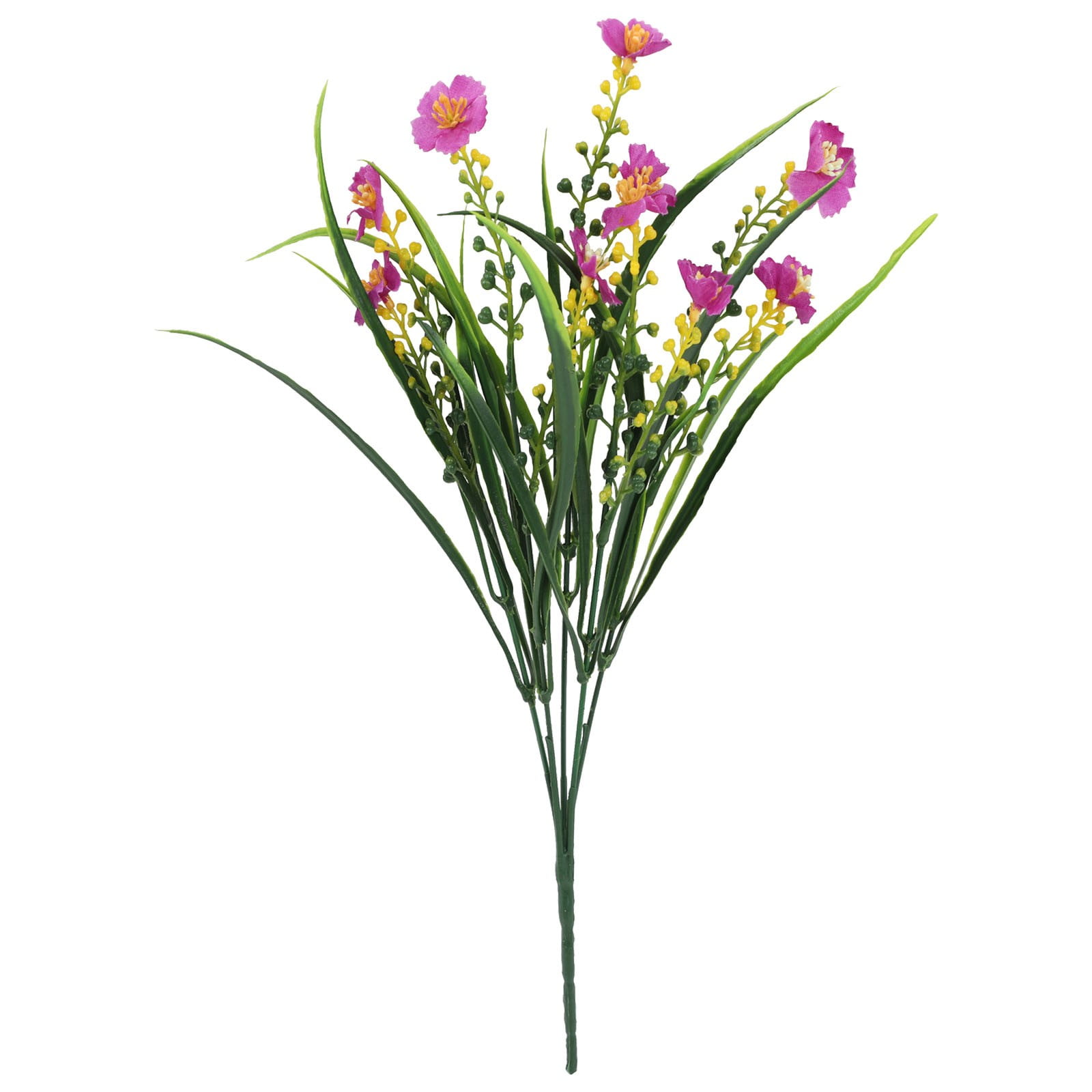 Uv Resistant Artificial Outdoor Flowers, Ongmies Artificial Oncidium Flower Plants Outdoor Artificial Plastic Plants for Garden Wedding Farmhouse Decoration, A Bunch of Artificial Flowers * 10