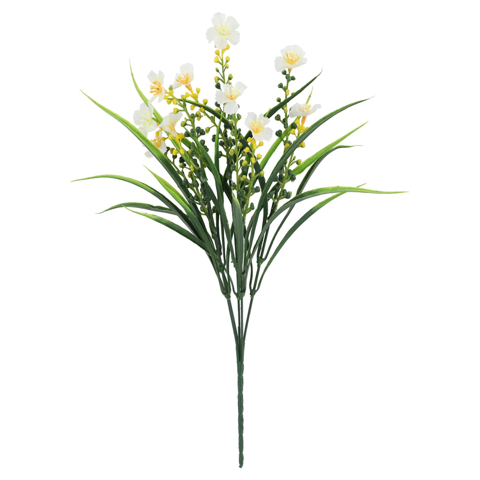 Uv Resistant Artificial Outdoor Flowers, Ongmies Artificial Oncidium Flower Plants Outdoor Artificial Plastic Plants for Garden Wedding Farmhouse Decoration, A Bunch of Artificial Flowers * 20