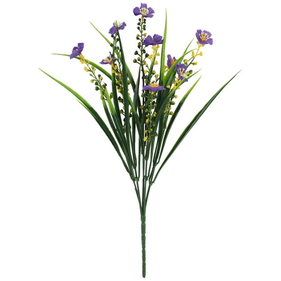 Uv Resistant Artificial Outdoor Flowers, Ongmies Artificial Oncidium Flower Plants Outdoor Artificial Plastic Plants for Garden Wedding Farmhouse Decoration, A Bouquet of Artificial Flowers