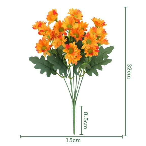 Uv Resistant Artificial Outdoor Flowers, Orange Artificial Daisies, 12.6 in Total Height, Daisy Decorations, Front Porch Decorations Outdoor, 1 Pc