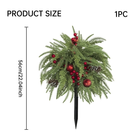 Uv Resistant Artificial Poinsettia Yard Stake, Realistic Christmas Floral Stake with Frosted Branches, Pine Cones and Berries, for Outdoor Garden and Indoor Tabletop Holiday Decor
