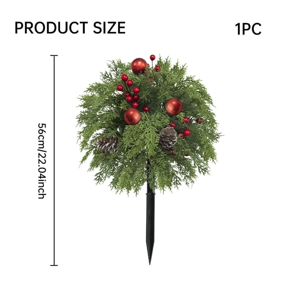 Uv Resistant Artificial Poinsettia Yard Stake, Realistic Christmas Floral Stake with Frosted Branches, Pine Cones and Berries, for Outdoor Garden and Indoor Tabletop Holiday Decor