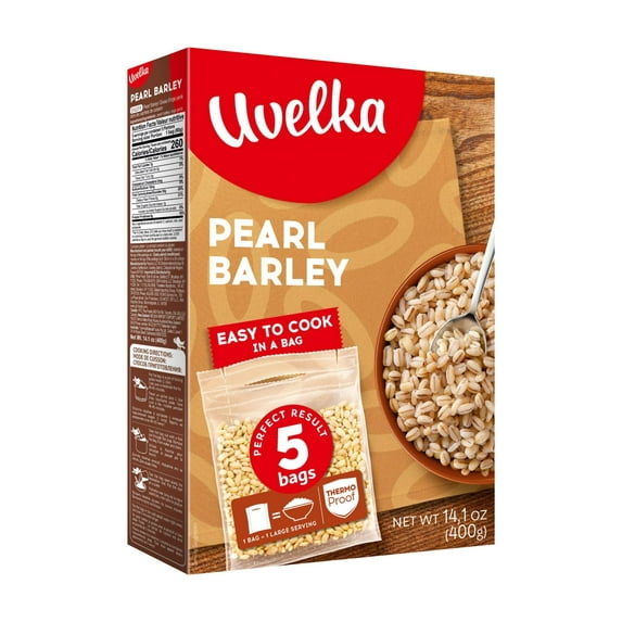 Uvelka Pearl Barley Boil-in-bag YPF5 Cereals - 5x80g/14.1oz, Pack of 1