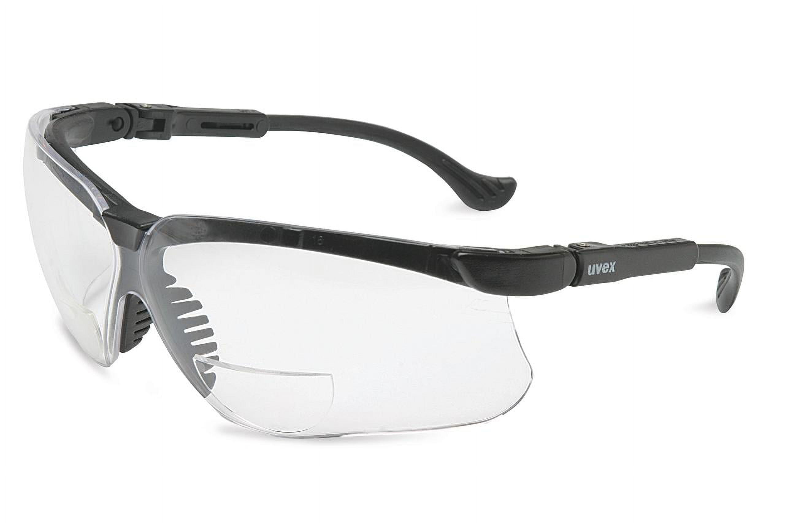 Uvex GenesisÂ® +1.5 Magnification Safety Glasses, Black Frame, Clear Anti-Scratch/Hard Coat Lens (S3761)
