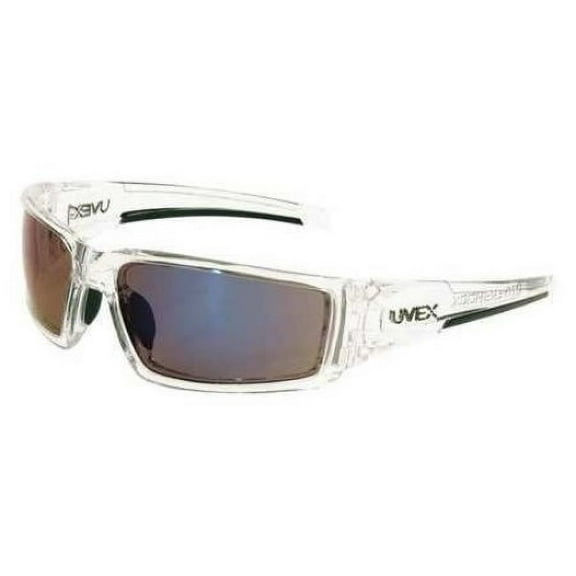 Uvex Hypershock™ Sunwear-Style Series Safety Eyewear with Clear Ice Frame, Blue Mirror Lens, Hardcoat (S2975)
