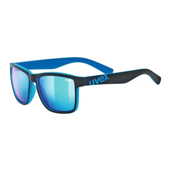 Uvex LGL 39 Sunglasses - Full UV Protection and Lightweight Comfort - Black Matte Blue / Mirrored Blue