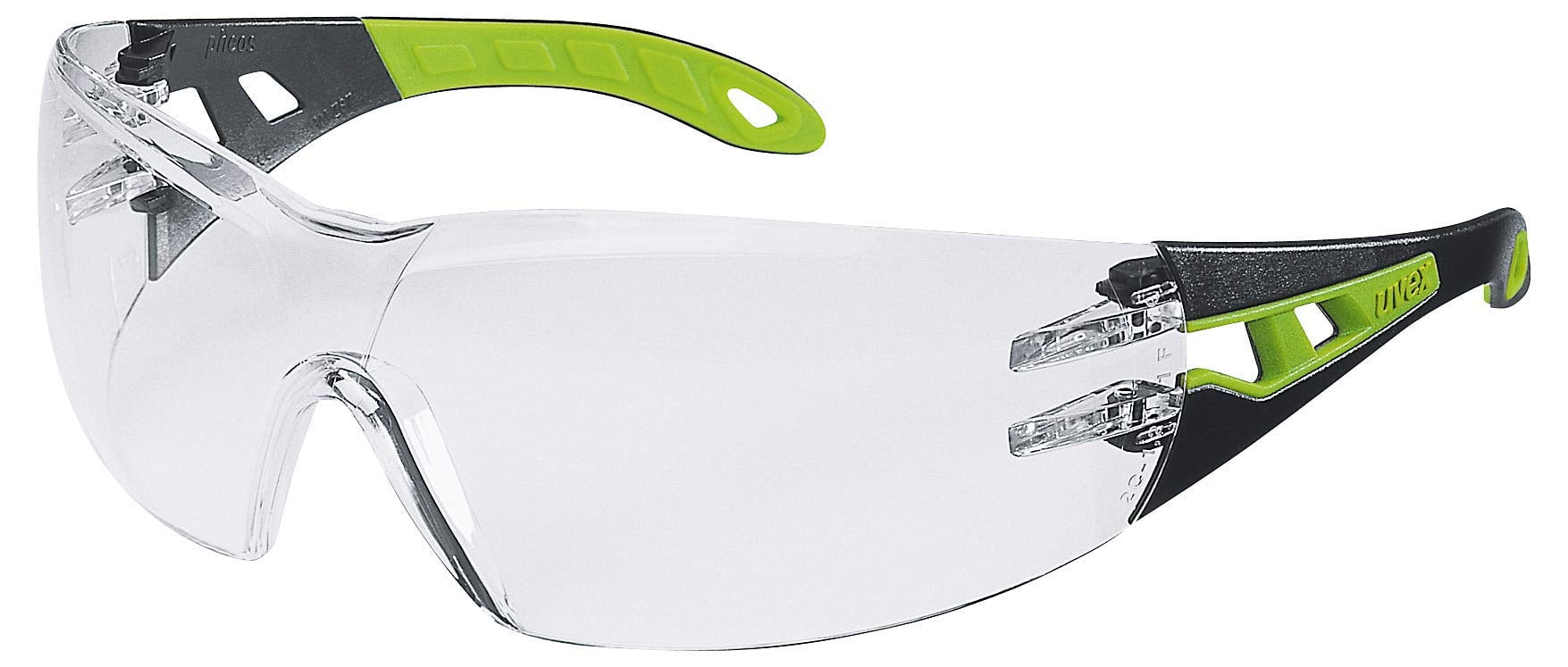 Uvex Pheos Safety Glasses - Anti-Fog and Scratch and Chemical Resistant black lime