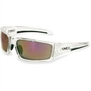 Uvex Safety Inc. Hypershock Ice Frame Eyewear Comfortable, Anti-fog, Lightweight, Wraparound Lens, Side Shield, Scratch Resistant - Ultraviolet Protection - Red Mirror, Clear Ice - 1 Each