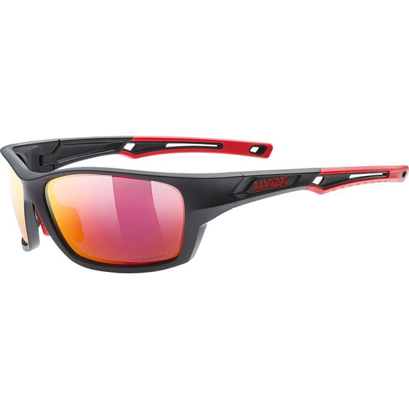 Uvex Sportstyle 232 P - Unisex Adults Polarized Sports Eyewear Black Matte Red/Red