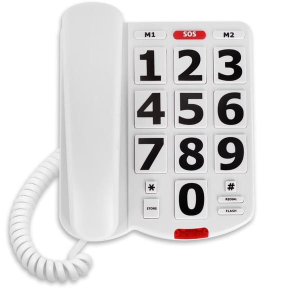 Uvital Big Button Phone for Seniors, Landline Phone for Elderly with Big Buttons, 2 One-Touch Speed Dial Keys & an SOS Emergency Button, Visual Ringer, Adjustable Volume
