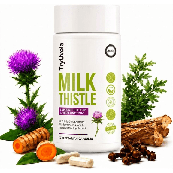 Uvola Milk Thistle Synbiotic Formula – Vegan – 60 Capsules-1pack