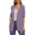 thumbnail image 1 of Uvplove Cardigan for Women 3/4 Sleeve Lightweight Summer Swiss Dots Kimono Cardigan Loose Beach Cover Up Purple-2XL, 1 of 8
