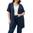 thumbnail image 1 of Uvplove Women's Short Sleeve Summer Open Front Cardigan Lightweight Knit with Pcokets,Navy Blue,3XL, 1 of 7