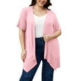 thumbnail image 1 of Uvplove Women's Short Sleeve Summer Open Front Cardigan Lightweight Knit with Pcokets,Pink,XL, 1 of 7