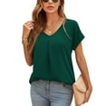 thumbnail image 1 of Uvplove Summer Blouses for Women Elegant Casual V Neck Chiffon Blouses Tops Shirts,Dark Green,S, 1 of 8