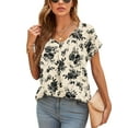 thumbnail image 1 of Uvplove Summer Blouses for Women Elegant Casual V Neck Chiffon Blouses Tops Shirts,Floral White,2XL, 1 of 8