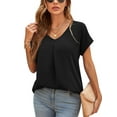 thumbnail image 1 of Uvplove Summer Blouses for Women Elegant Casual V Neck Chiffon Blouses Tops Shirts,Black,XL, 1 of 8