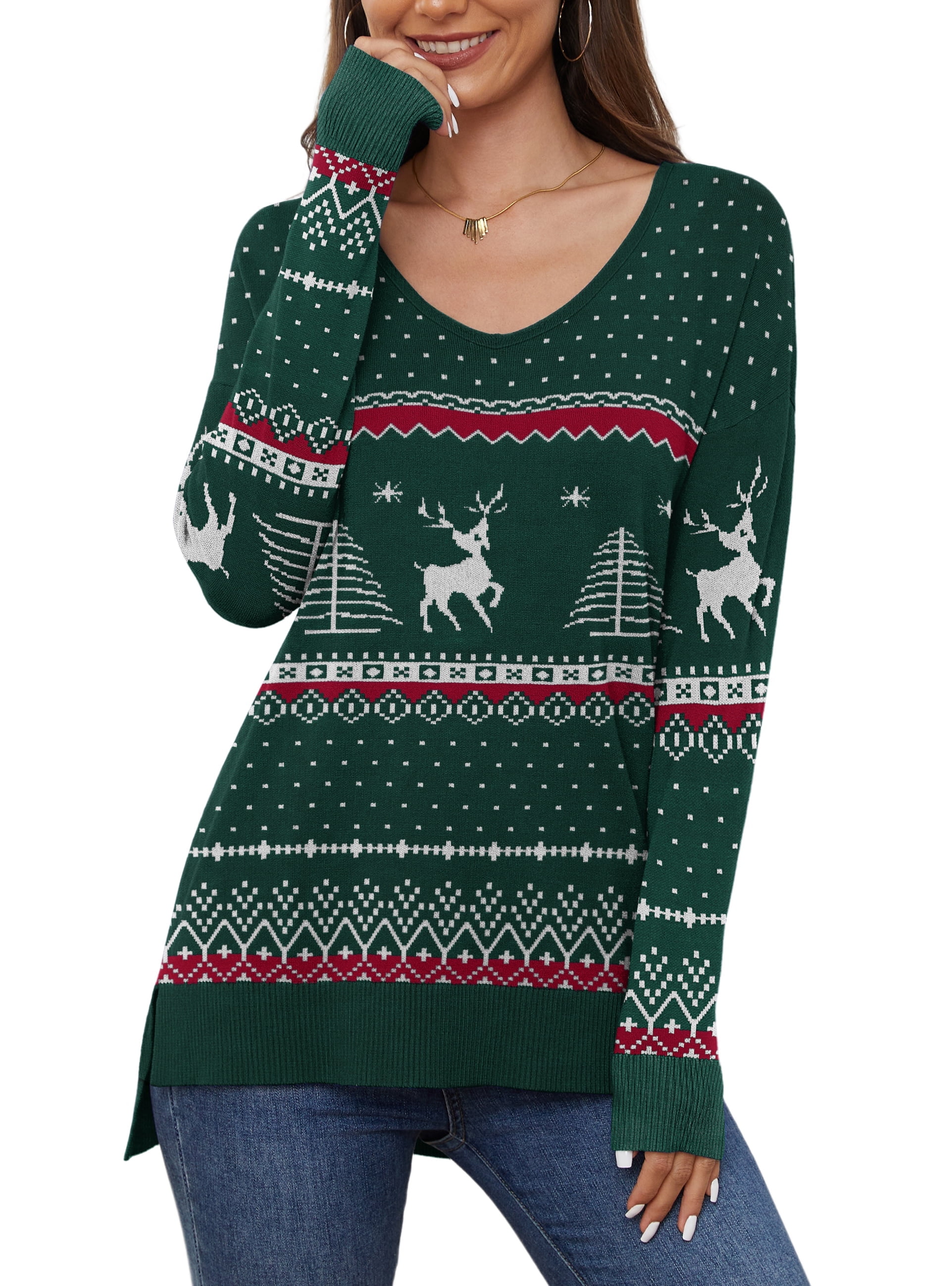 Women's Ugly Christmas Sweater Pullover Sweater Jumper Ribbed Knit Knitted Animal Crew Neck main image 1