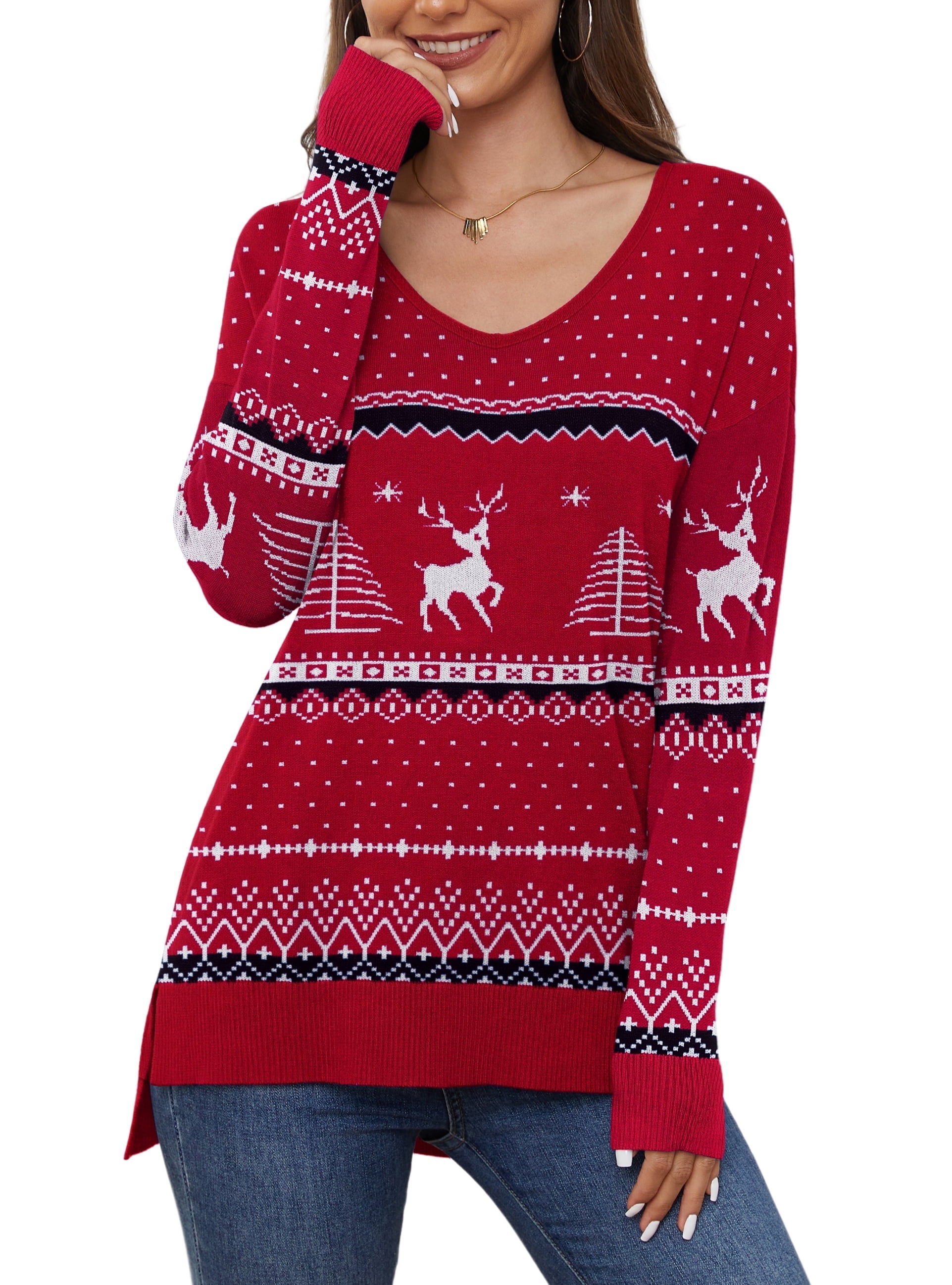 Women's Ugly Christmas Sweater Pullover Sweater Jumper Crew Neck Ribbed Knit Acrylic