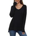 thumbnail image 1 of Uvplove V Neck Sweaters for Women Lightweight Knit Pullover Sweater,US Size S-2XL In Black, 1 of 12
