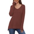 thumbnail image 1 of Uvplove V Neck Sweaters for Women Lightweight Knit Pullover Sweater,US Size S-2XL In Manue, 1 of 11
