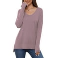 thumbnail image 1 of Uvplove V Neck Sweaters for Women Lightweight Knit Pullover Sweater,US Size S-2XL In Purple Gray, 1 of 12