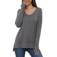 thumbnail image 1 of Uvplove V Neck Sweaters for Women Lightweight Knit Pullover Sweater,US Size S-2XL In Gray, 1 of 12