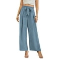 thumbnail image 1 of Uvplove Women High Waisted Palazzo Pants Wide Leg Casual Flowy Tie Knot Trousers with Pockets misty blue-l, 1 of 6