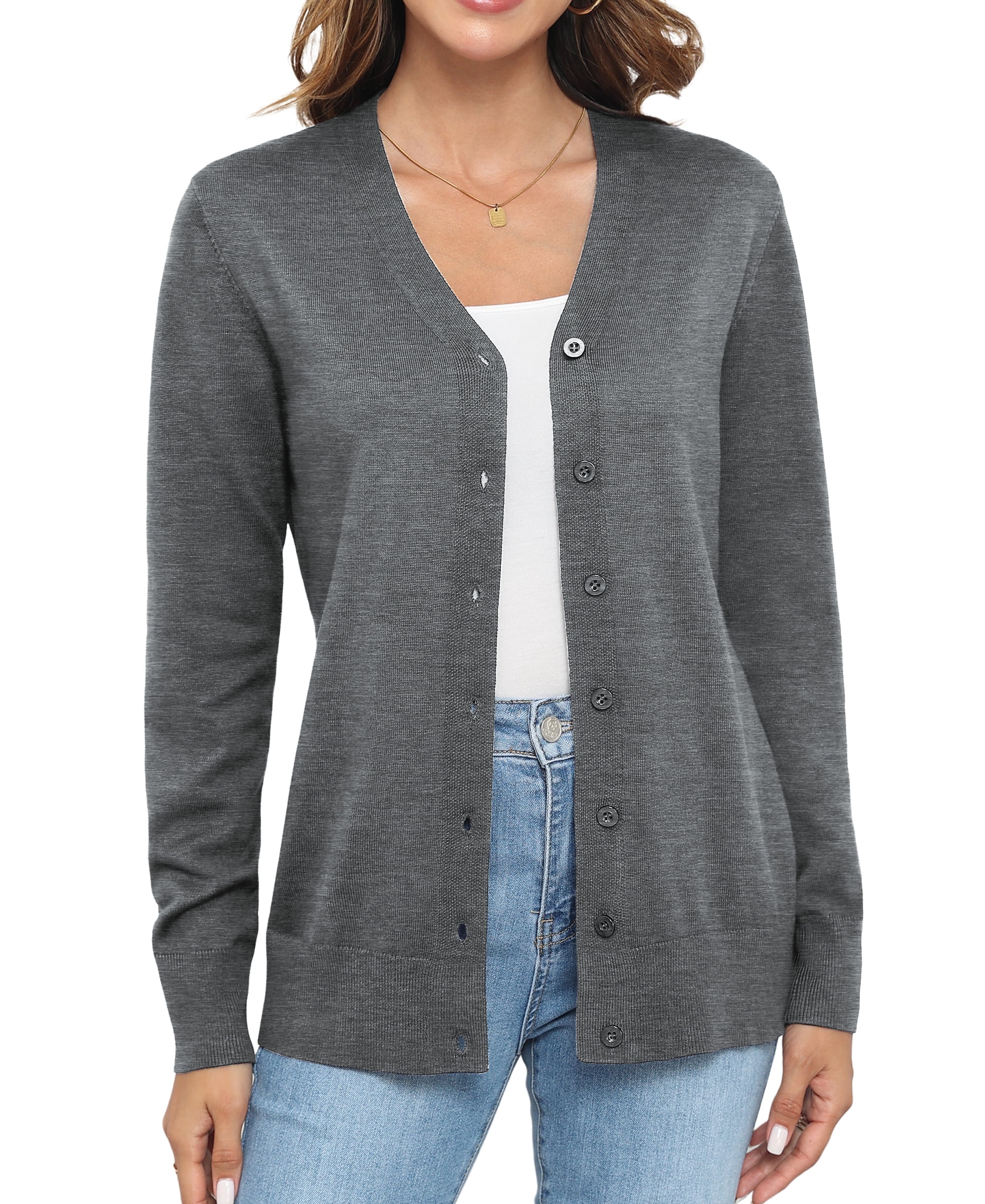 Uvplove Women Long Sleeve Soft Basic Knit Cardigan Sweater Uvplove Women Long Sleeve Soft Basic Knit Cardigan Sweater