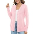 thumbnail image 1 of Uvplove Women Long Sleeve Soft Basic Knit Cardigan Sweater,Pink,S-3XL, 1 of 12