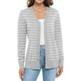 thumbnail image 1 of Uvplove Women Long Sleeve Soft Basic Knit Cardigan Sweater,Striped grey white,XXL,(S-3XL), 1 of 9