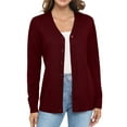 thumbnail image 1 of Uvplove Women Long Sleeve Soft Basic Knit Cardigan Sweater,Wine Red,S-3XL, 1 of 13